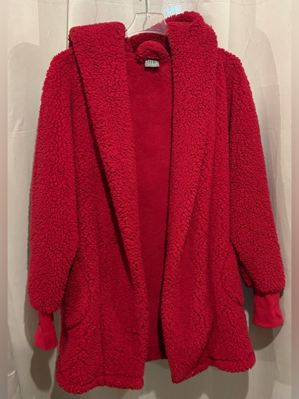 Cozy Red Sherpa Hooded Women's Shrug